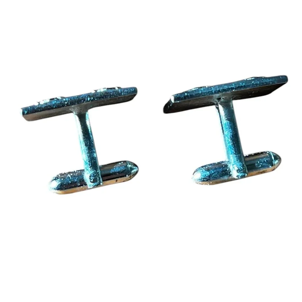 Vintage Swank Silver-Tone Fleur-De-Lis Cufflinks With Original Box